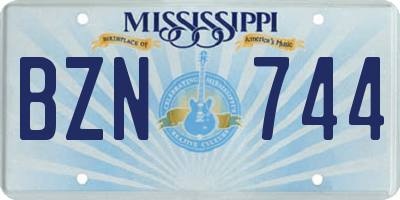 MS license plate BZN744