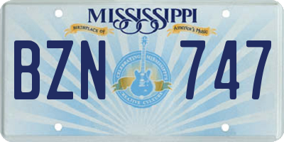 MS license plate BZN747