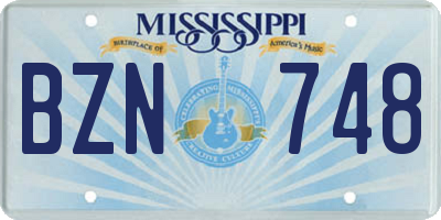 MS license plate BZN748