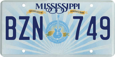 MS license plate BZN749