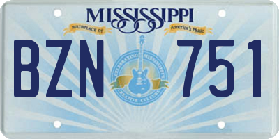 MS license plate BZN751