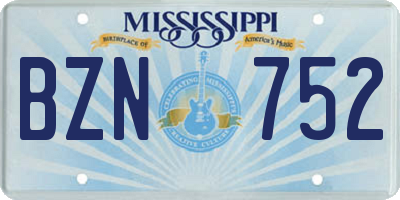 MS license plate BZN752