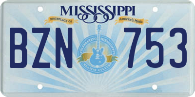 MS license plate BZN753
