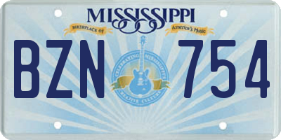 MS license plate BZN754