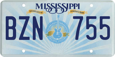 MS license plate BZN755