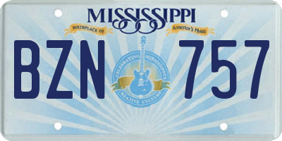 MS license plate BZN757