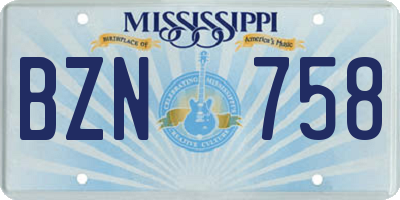 MS license plate BZN758