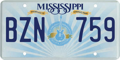 MS license plate BZN759