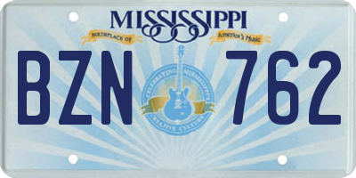 MS license plate BZN762