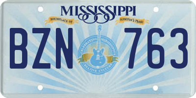 MS license plate BZN763