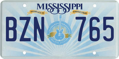 MS license plate BZN765