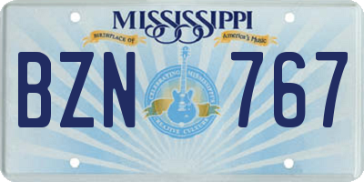 MS license plate BZN767