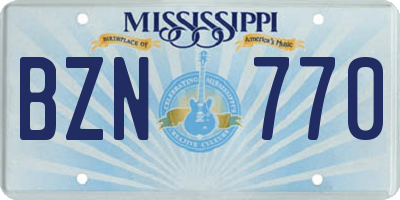 MS license plate BZN770