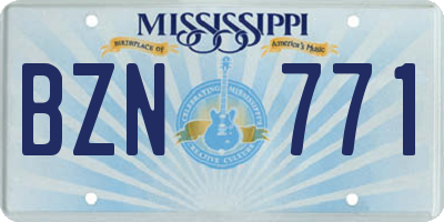 MS license plate BZN771