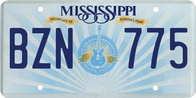 MS license plate BZN775
