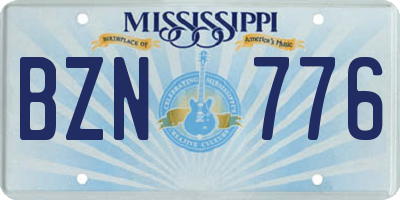 MS license plate BZN776