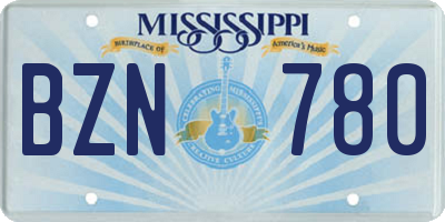 MS license plate BZN780