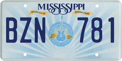 MS license plate BZN781
