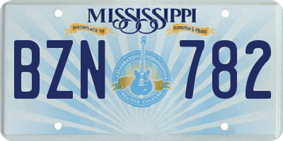 MS license plate BZN782