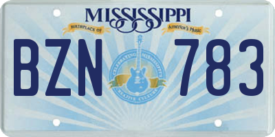 MS license plate BZN783