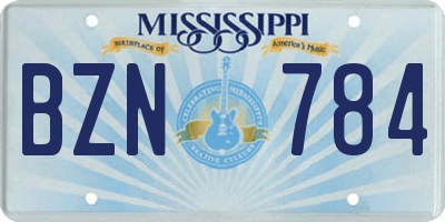 MS license plate BZN784