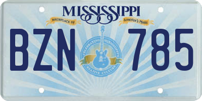 MS license plate BZN785