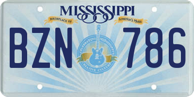 MS license plate BZN786