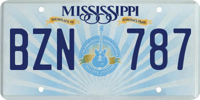 MS license plate BZN787