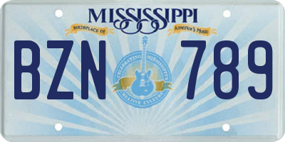 MS license plate BZN789