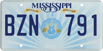 MS license plate BZN791