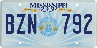 MS license plate BZN792
