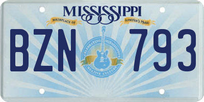 MS license plate BZN793