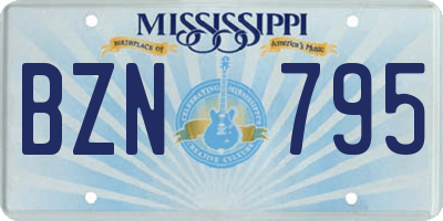 MS license plate BZN795