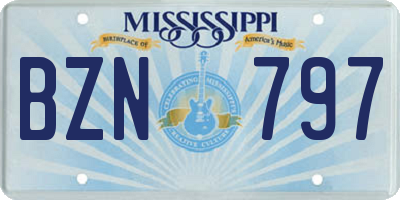 MS license plate BZN797