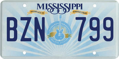 MS license plate BZN799
