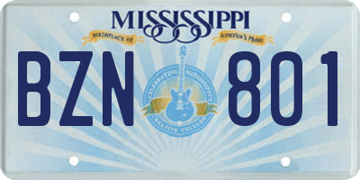 MS license plate BZN801