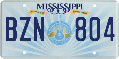 MS license plate BZN804