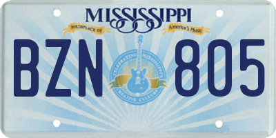 MS license plate BZN805