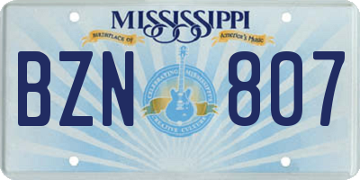 MS license plate BZN807