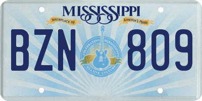 MS license plate BZN809