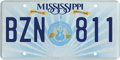 MS license plate BZN811