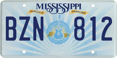 MS license plate BZN812