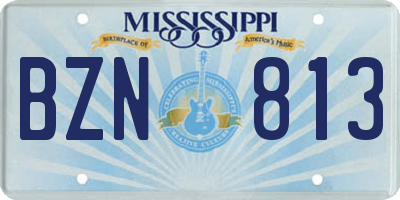 MS license plate BZN813