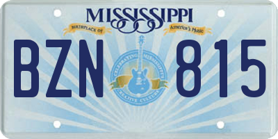 MS license plate BZN815