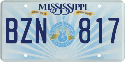 MS license plate BZN817