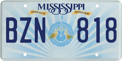 MS license plate BZN818