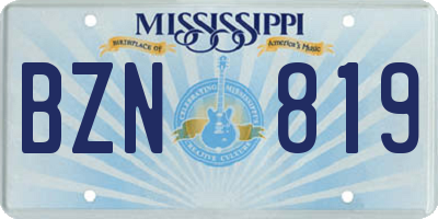 MS license plate BZN819