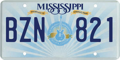 MS license plate BZN821