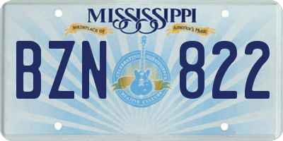 MS license plate BZN822