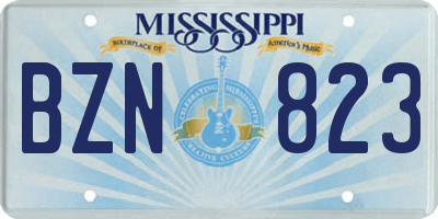 MS license plate BZN823